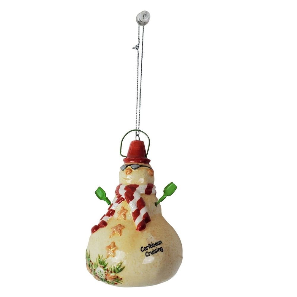 Caribbean Cruising Snowman Christmas Tree Ornament Beach Vacation Decor
